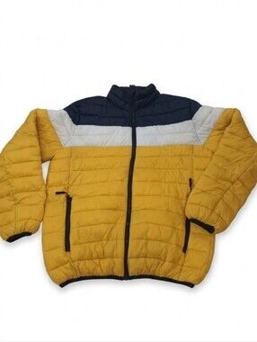 Forever 21 black/Yellow puffer Men's Color Block  jacket  Size Small